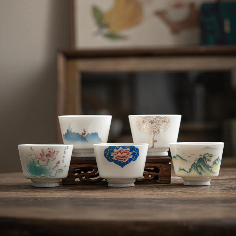 Buddha Stones Fiore di loto Foglia Montagna Padiglione Alce Peonia Tazza da tè in ceramica Tazza da tè Kung Fu - Image 19