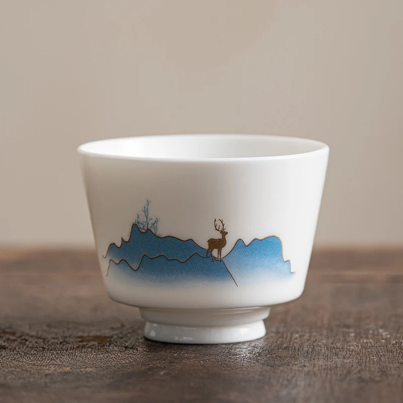 Buddha Stones Fiore di loto Foglia Montagna Padiglione Alce Peonia Tazza da tè in ceramica Tazza da tè Kung Fu - Image 30