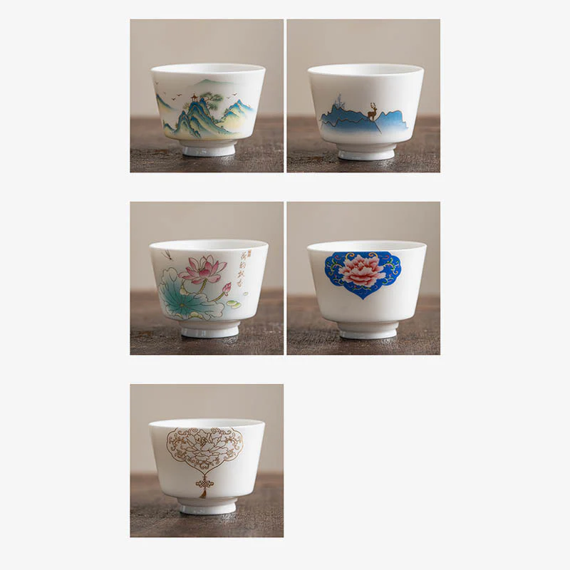 Buddha Stones Fiore di loto Foglia Montagna Padiglione Alce Peonia Tazza da tè in ceramica Tazza da tè Kung Fu - Image 33