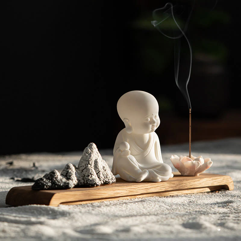 Buddha Stones Fiore di Loto Tathagata Kwan Yin Avalokitesvara Ksitigarbha Meditazione Bastoncino di Ceramica Bruciatore di Incenso Decorazione - Image 13