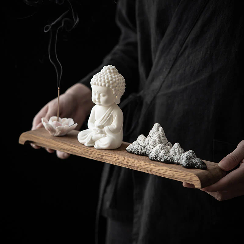 Buddha Stones Fiore di Loto Tathagata Kwan Yin Avalokitesvara Ksitigarbha Meditazione Bastoncino di Ceramica Bruciatore di Incenso Decorazione - Image 2