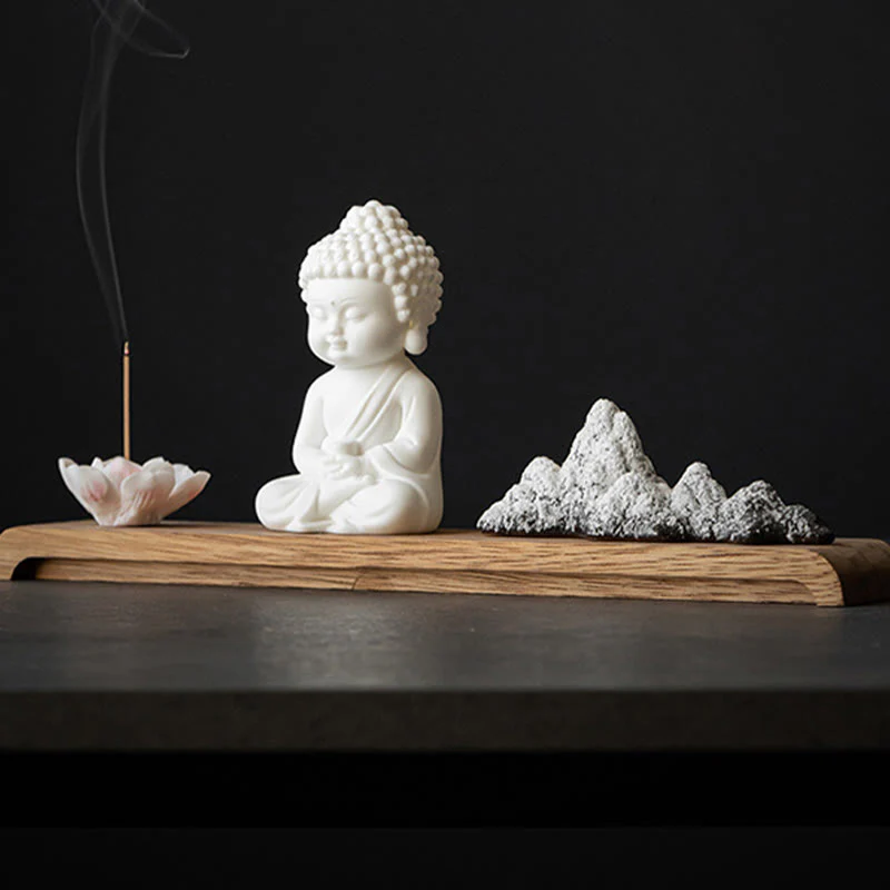 Buddha Stones Fiore di Loto Tathagata Kwan Yin Avalokitesvara Ksitigarbha Meditazione Bastoncino di Ceramica Bruciatore di Incenso Decorazione - Image 4