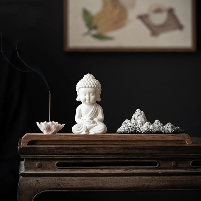 Buddha Stones Fiore di Loto Tathagata Kwan Yin Avalokitesvara Ksitigarbha Meditazione Bastoncino di Ceramica Bruciatore di Incenso Decorazione - Image 5