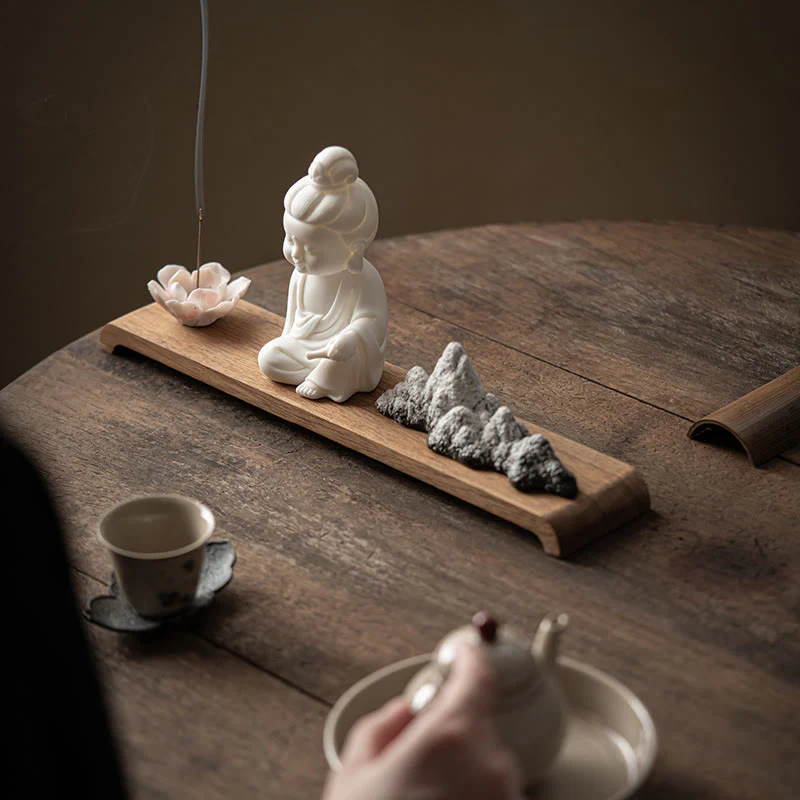 Buddha Stones Fiore di Loto Tathagata Kwan Yin Avalokitesvara Ksitigarbha Meditazione Bastoncino di Ceramica Bruciatore di Incenso Decorazione - Image 8