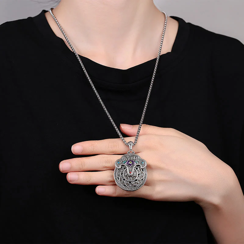 Buddha Stones , fiore di peonia, monete di rame, collana con ciondolo della ricchezza - Image 5