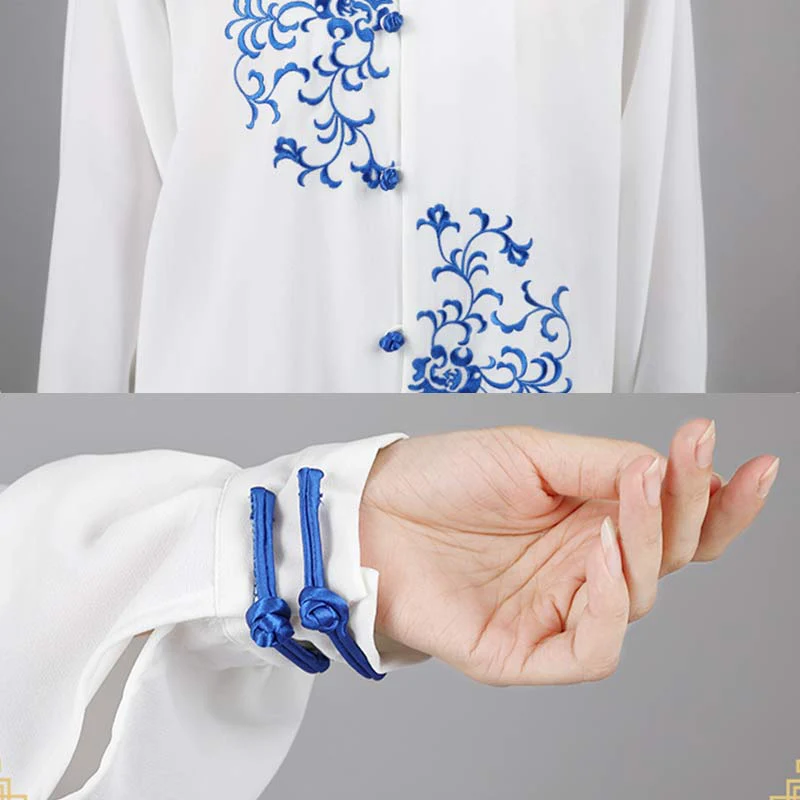 Buddha Stones Fiore Ricamo Meditazione Preghiera Spirituale Zen Tai Chi Qigong Pratica Set di Abbigliamento Unisex - Image 16