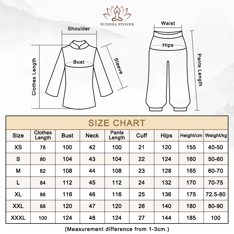 Buddha Stones Fiore Ricamo Meditazione Preghiera Spirituale Zen Tai Chi Qigong Pratica Set di Abbigliamento Unisex - Image 17