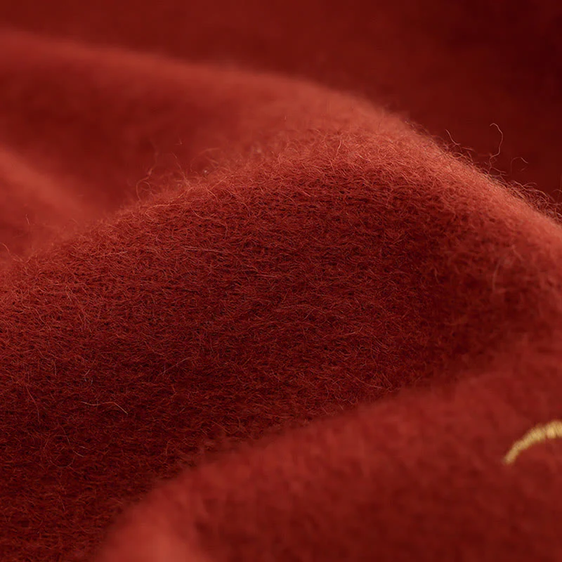 Buddha Stones , fiore rosso, paillettes dorate, ricamo con nappa, sciarpa da viaggio invernale e calda - Image 4