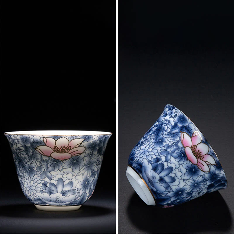 Buddha Stones Fiori colorati Orchidea Onde del mare Blu e bianco Porcellana Tazza da tè in ceramica Tazza da tè Kung Fu - Image 11