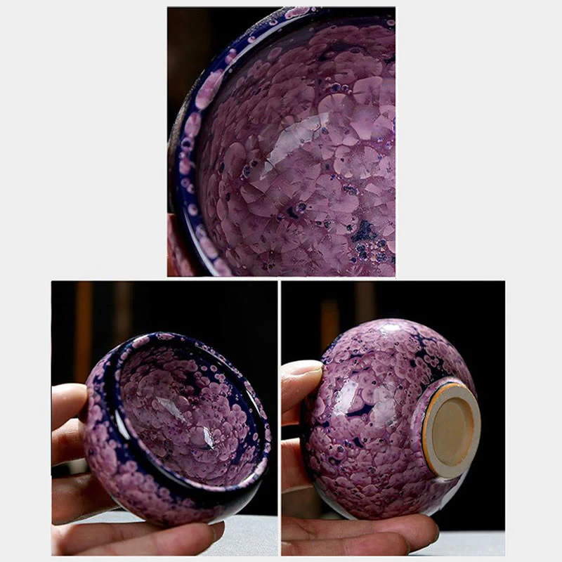 Buddha Stones Fiori di Iris Colorati Forno Cinese Jianzhan Cambiamento Tazza da Tè in Porcellana Tazza da Tè Tenmoku Kung Fu - Image 13