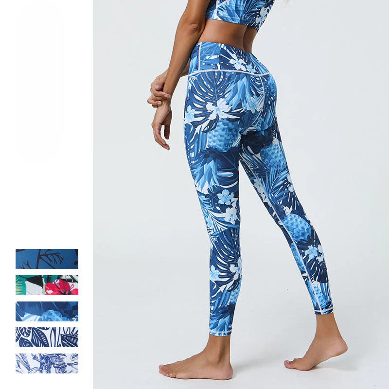 Buddha Stones Fiori Foglie Dente di leone Ananas Stampa Sport Fitness Vita alta Leggings Pantaloni da yoga da donna - Image 23
