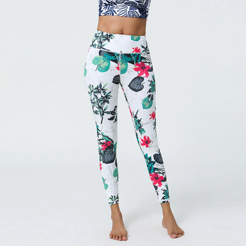 Buddha Stones Fiori Foglie Dente di leone Ananas Stampa Sport Fitness Vita alta Leggings Pantaloni da yoga da donna - Image 9