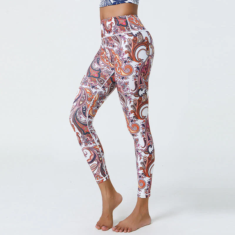 Buddha Stones Fiori Piume Sole Luna Stampa Sport Fitness Yoga Vita Alta Leggings Pantaloni Donna - Image 18