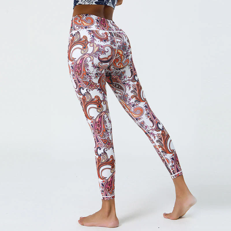 Buddha Stones Fiori Piume Sole Luna Stampa Sport Fitness Yoga Vita Alta Leggings Pantaloni Donna - Image 20