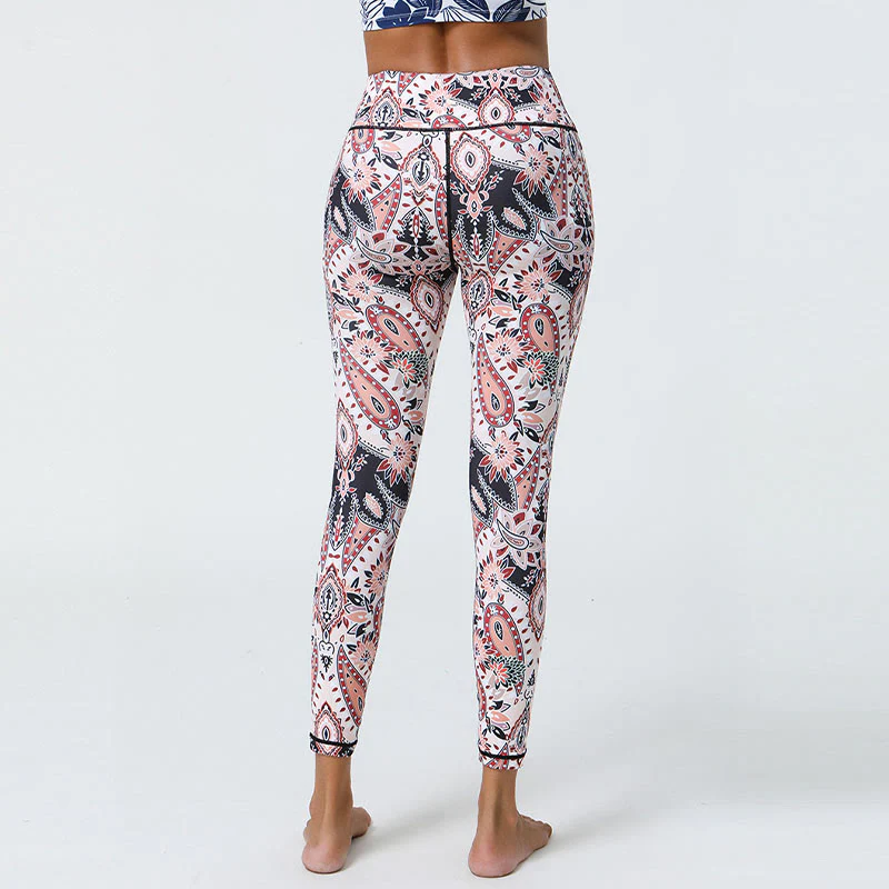 Buddha Stones Fiori Piume Sole Luna Stampa Sport Fitness Yoga Vita Alta Leggings Pantaloni Donna - Image 25