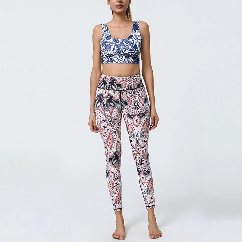 Buddha Stones Fiori Piume Sole Luna Stampa Sport Fitness Yoga Vita Alta Leggings Pantaloni Donna - Image 27