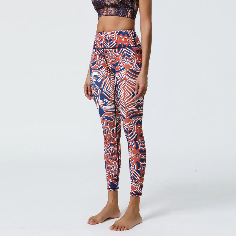 Buddha Stones Fiori Piume Sole Luna Stampa Sport Fitness Yoga Vita Alta Leggings Pantaloni Donna - Image 28