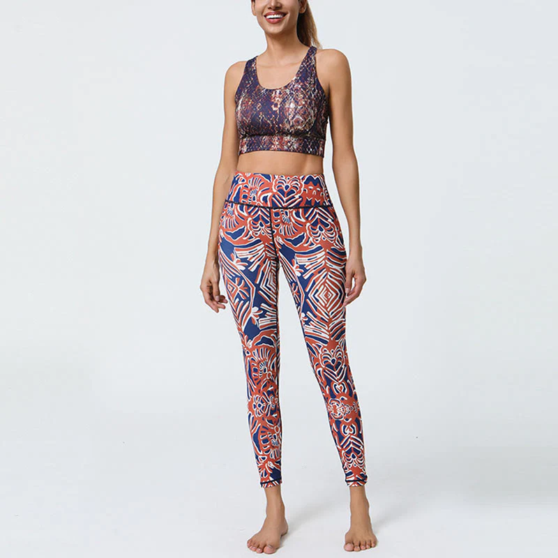 Buddha Stones Fiori Piume Sole Luna Stampa Sport Fitness Yoga Vita Alta Leggings Pantaloni Donna - Image 32