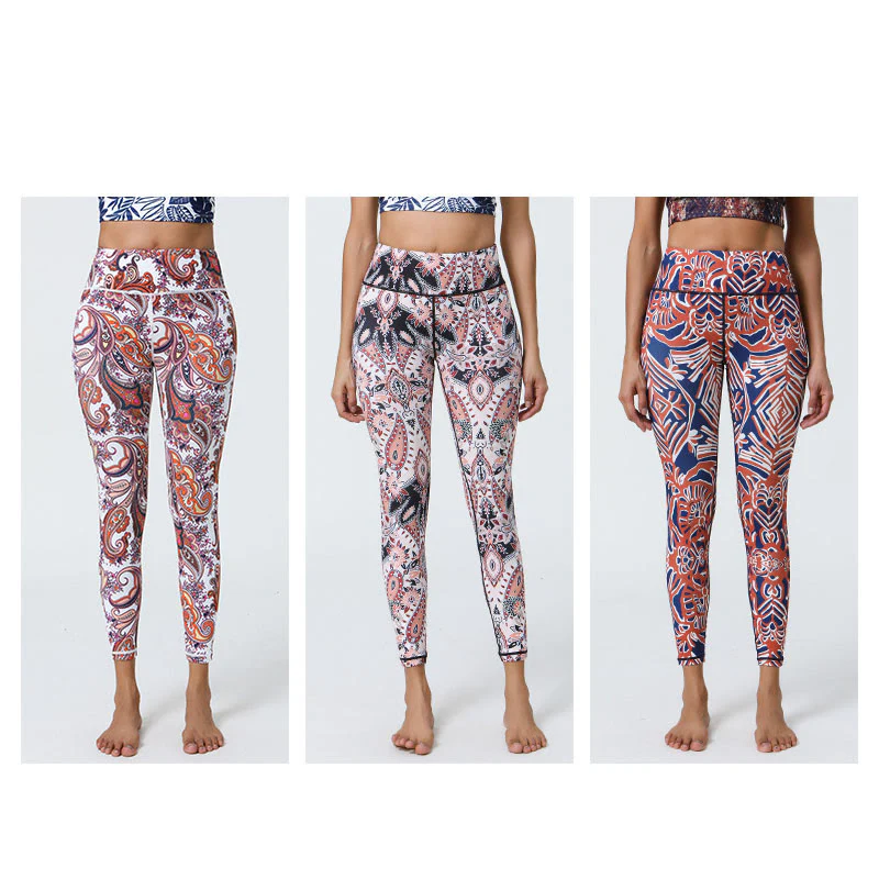 Buddha Stones Fiori Piume Sole Luna Stampa Sport Fitness Yoga Vita Alta Leggings Pantaloni Donna - Image 33