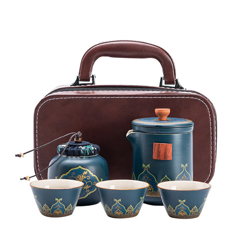 Buddha Stones Flower Chinese Gongfu Teiera in ceramica portatile Set da tè da viaggio all'aperto - Image 18