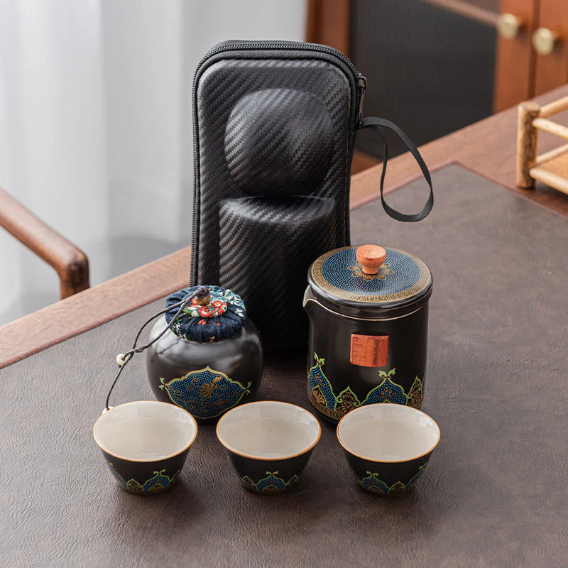 Buddha Stones Flower Chinese Gongfu Teiera in ceramica portatile Set da tè da viaggio all'aperto - Image 22
