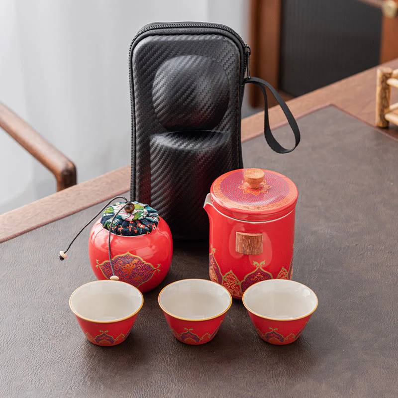 Buddha Stones Flower Chinese Gongfu Teiera in ceramica portatile Set da tè da viaggio all'aperto - Image 25