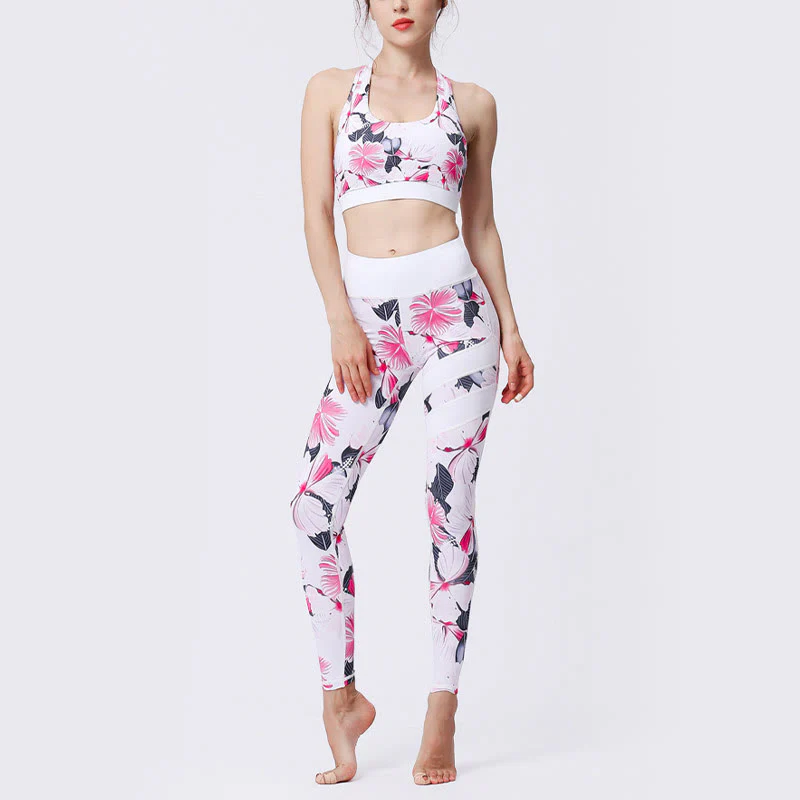 Buddha Stones Flower Petal Leaves Stampa Sport Esercizio Fitness Vita Alta Leggings Pantaloni Yoga Donna - Image 10