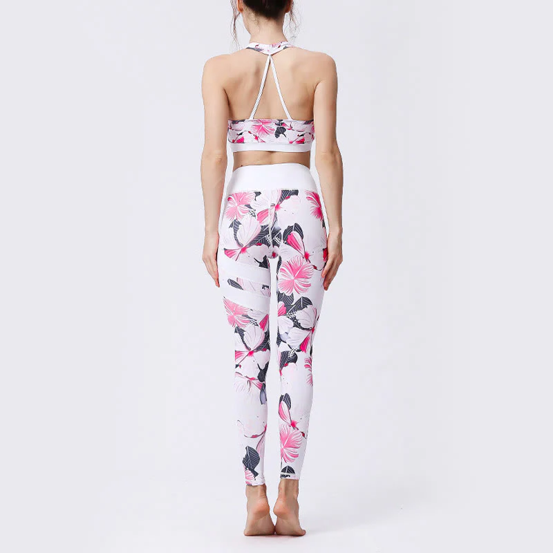 Buddha Stones Flower Petal Leaves Stampa Sport Esercizio Fitness Vita Alta Leggings Pantaloni Yoga Donna - Image 11