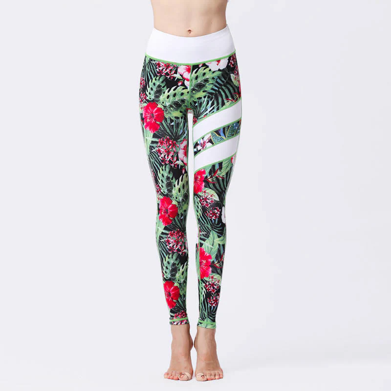 Buddha Stones Flower Petal Leaves Stampa Sport Esercizio Fitness Vita Alta Leggings Pantaloni Yoga Donna - Image 12