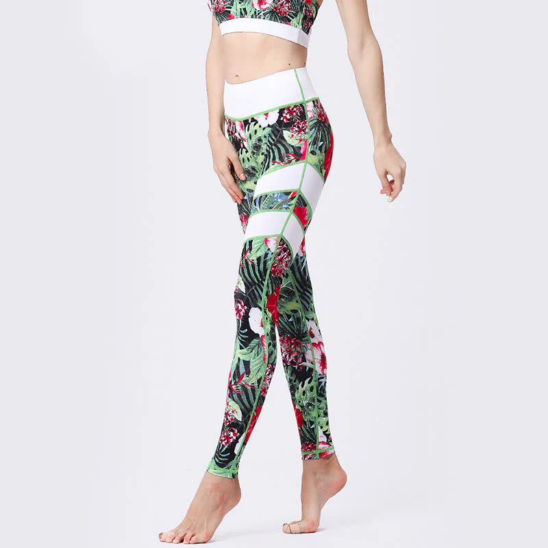 Buddha Stones Flower Petal Leaves Stampa Sport Esercizio Fitness Vita Alta Leggings Pantaloni Yoga Donna - Image 13