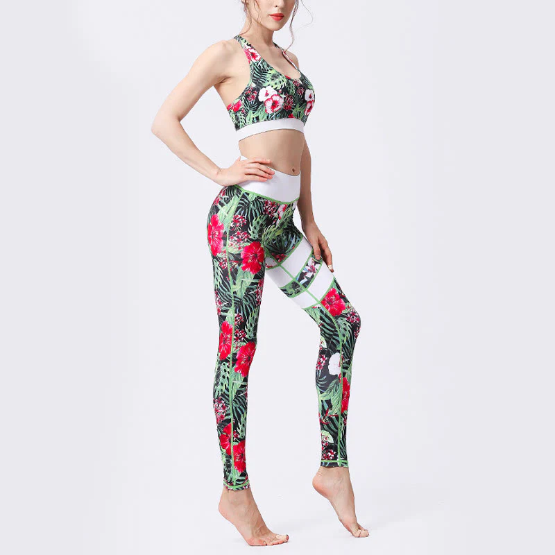 Buddha Stones Flower Petal Leaves Stampa Sport Esercizio Fitness Vita Alta Leggings Pantaloni Yoga Donna - Image 14