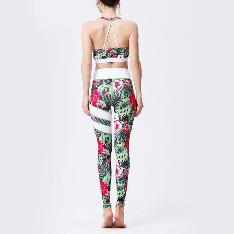 Buddha Stones Flower Petal Leaves Stampa Sport Esercizio Fitness Vita Alta Leggings Pantaloni Yoga Donna - Image 15