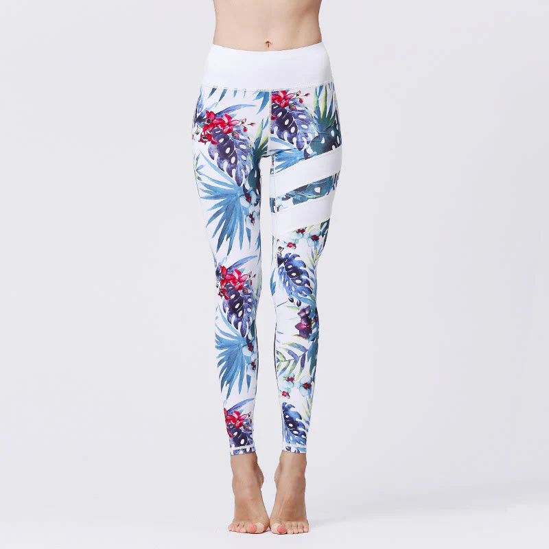 Buddha Stones Flower Petal Leaves Stampa Sport Esercizio Fitness Vita Alta Leggings Pantaloni Yoga Donna - Image 16