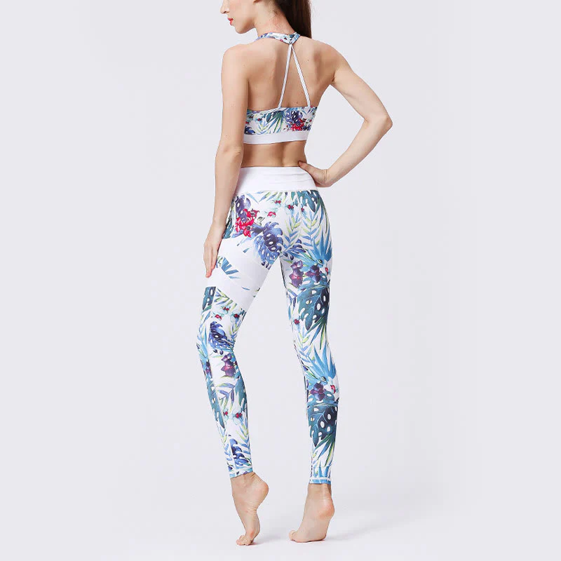 Buddha Stones Flower Petal Leaves Stampa Sport Esercizio Fitness Vita Alta Leggings Pantaloni Yoga Donna - Image 19