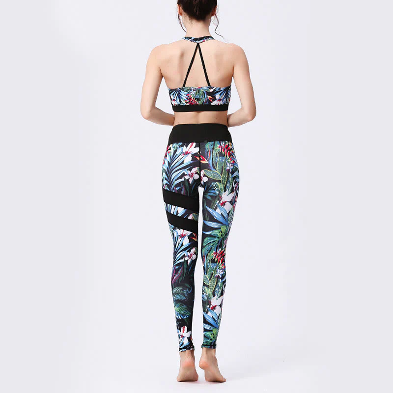 Buddha Stones Flower Petal Leaves Stampa Sport Esercizio Fitness Vita Alta Leggings Pantaloni Yoga Donna - Image 22