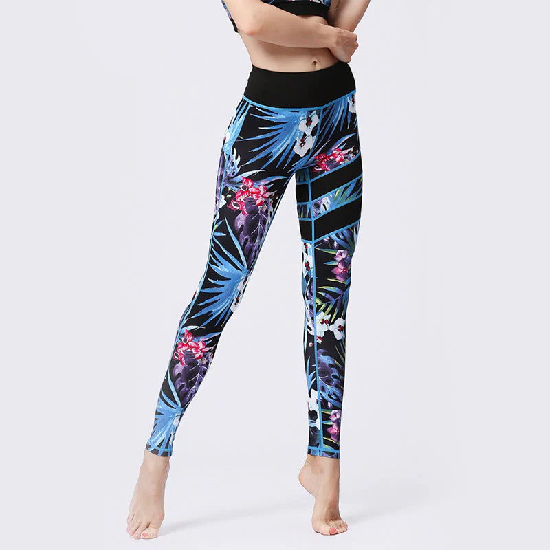 Buddha Stones Flower Petal Leaves Stampa Sport Esercizio Fitness Vita Alta Leggings Pantaloni Yoga Donna - Image 24