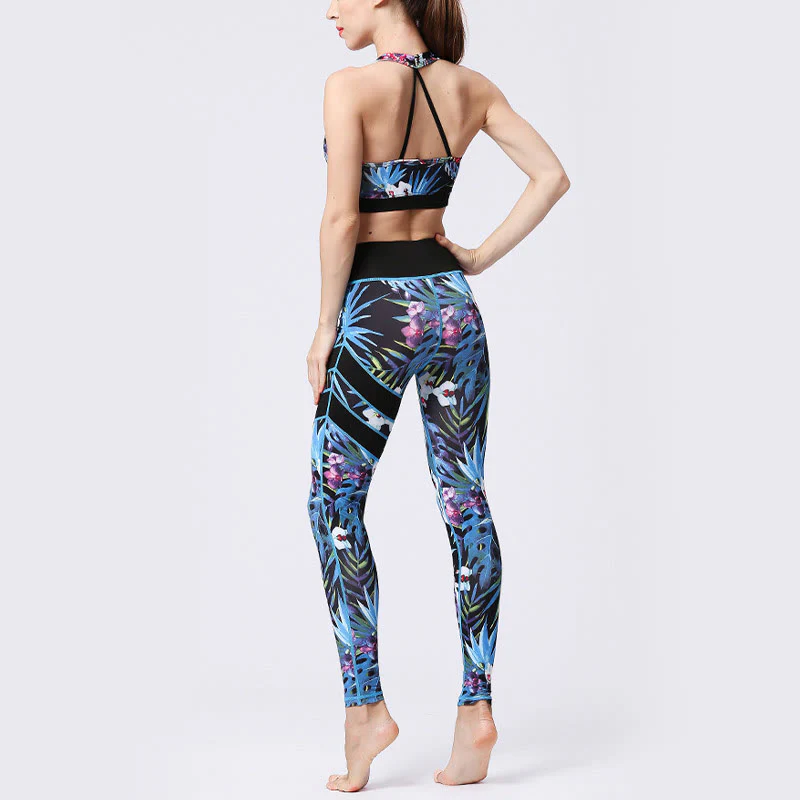 Buddha Stones Flower Petal Leaves Stampa Sport Esercizio Fitness Vita Alta Leggings Pantaloni Yoga Donna - Image 25