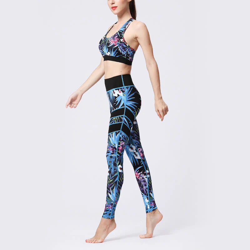 Buddha Stones Flower Petal Leaves Stampa Sport Esercizio Fitness Vita Alta Leggings Pantaloni Yoga Donna - Image 26