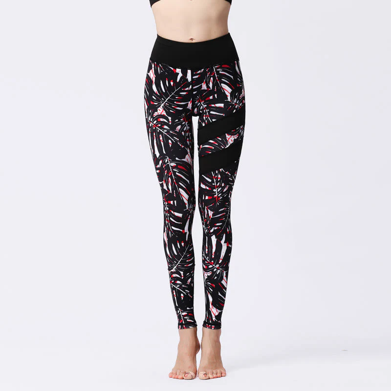 Buddha Stones Flower Petal Leaves Stampa Sport Esercizio Fitness Vita Alta Leggings Pantaloni Yoga Donna - Image 27