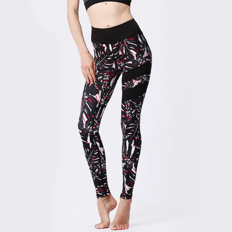 Buddha Stones Flower Petal Leaves Stampa Sport Esercizio Fitness Vita Alta Leggings Pantaloni Yoga Donna - Image 28