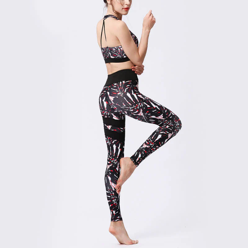 Buddha Stones Flower Petal Leaves Stampa Sport Esercizio Fitness Vita Alta Leggings Pantaloni Yoga Donna - Image 29
