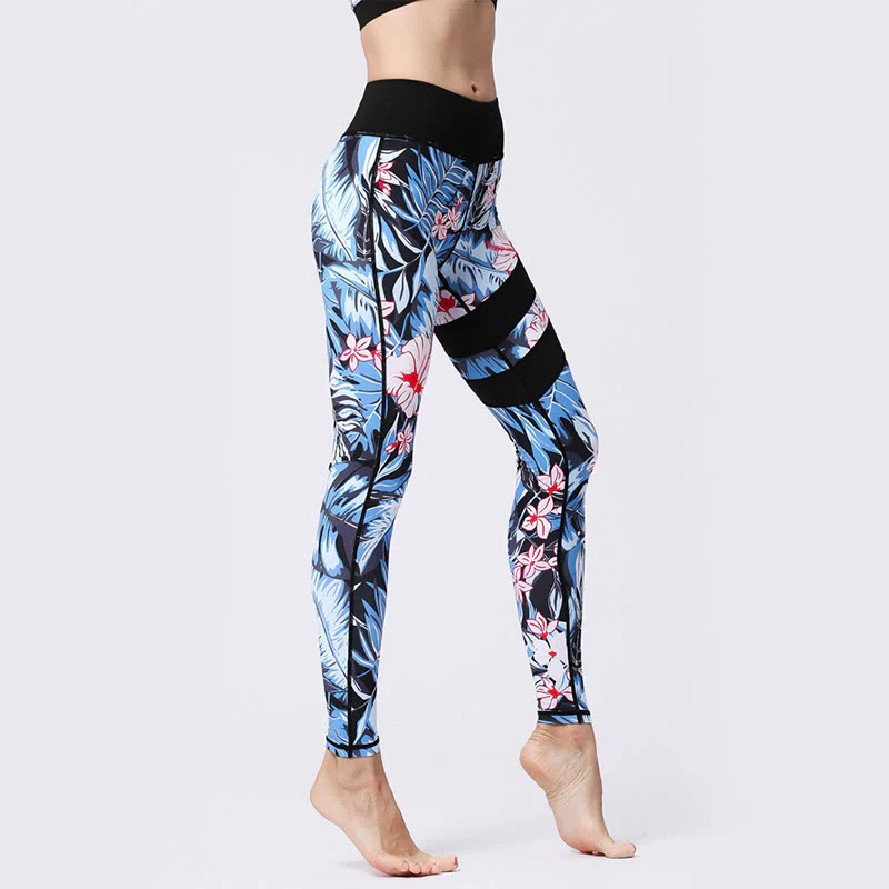 Buddha Stones Flower Petal Leaves Stampa Sport Esercizio Fitness Vita Alta Leggings Pantaloni Yoga Donna - Image 3