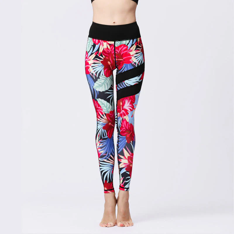 Buddha Stones Flower Petal Leaves Stampa Sport Esercizio Fitness Vita Alta Leggings Pantaloni Yoga Donna - Image 31