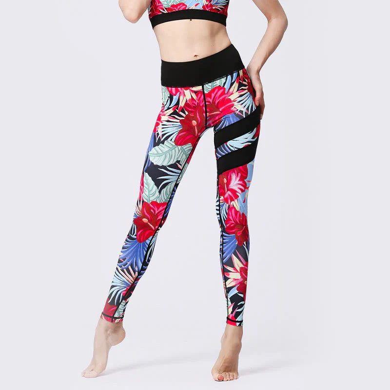 Buddha Stones Flower Petal Leaves Stampa Sport Esercizio Fitness Vita Alta Leggings Pantaloni Yoga Donna - Image 32