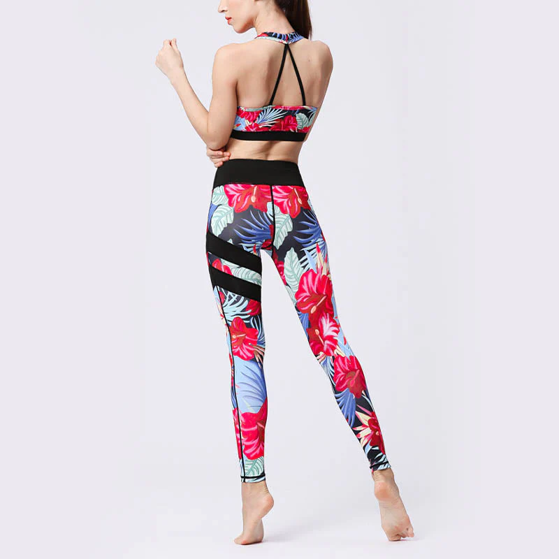 Buddha Stones Flower Petal Leaves Stampa Sport Esercizio Fitness Vita Alta Leggings Pantaloni Yoga Donna - Image 35