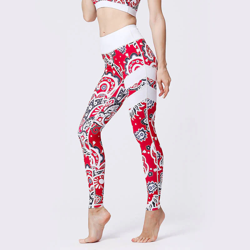 Buddha Stones Flower Petal Leaves Stampa Sport Esercizio Fitness Vita Alta Leggings Pantaloni Yoga Donna - Image 37