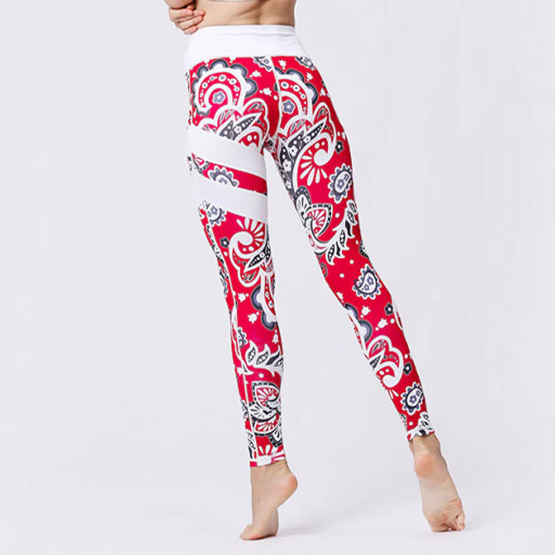 Buddha Stones Flower Petal Leaves Stampa Sport Esercizio Fitness Vita Alta Leggings Pantaloni Yoga Donna - Image 38
