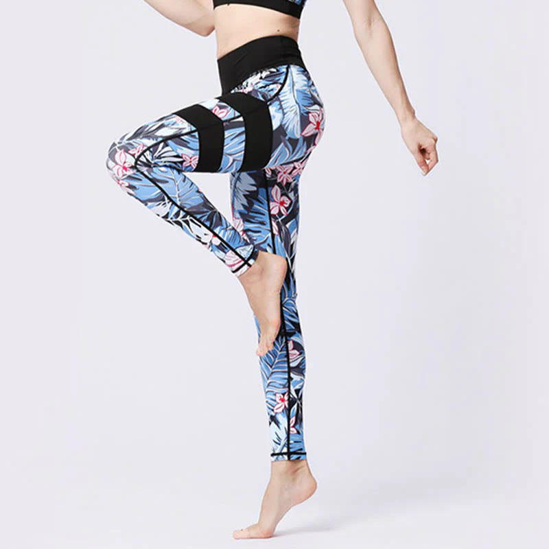 Buddha Stones Flower Petal Leaves Stampa Sport Esercizio Fitness Vita Alta Leggings Pantaloni Yoga Donna - Image 4