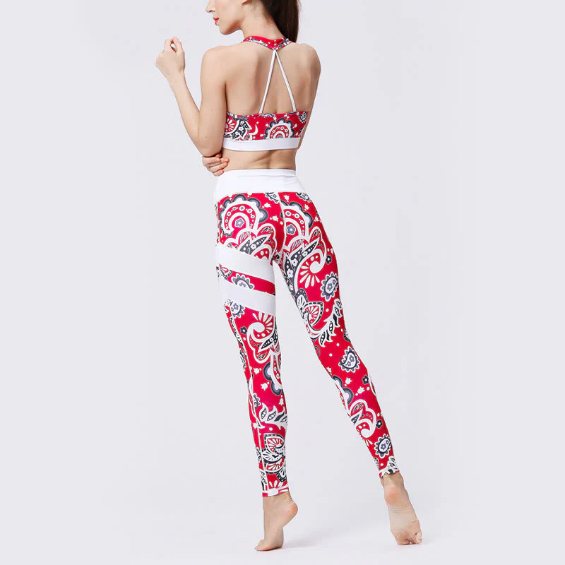 Buddha Stones Flower Petal Leaves Stampa Sport Esercizio Fitness Vita Alta Leggings Pantaloni Yoga Donna - Image 40