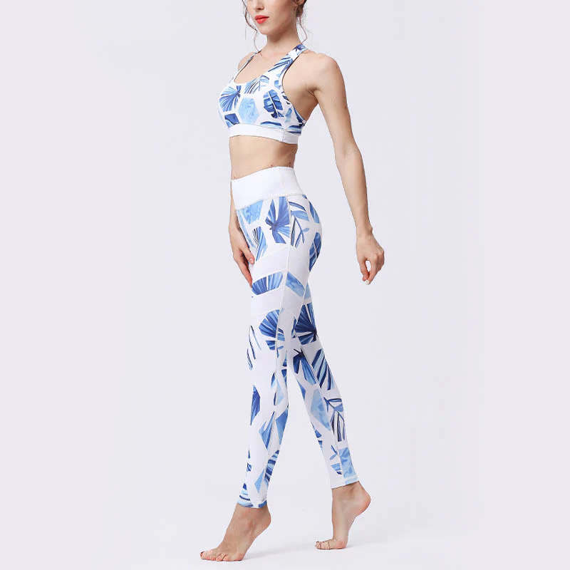 Buddha Stones Flower Petal Leaves Stampa Sport Esercizio Fitness Vita Alta Leggings Pantaloni Yoga Donna - Image 42